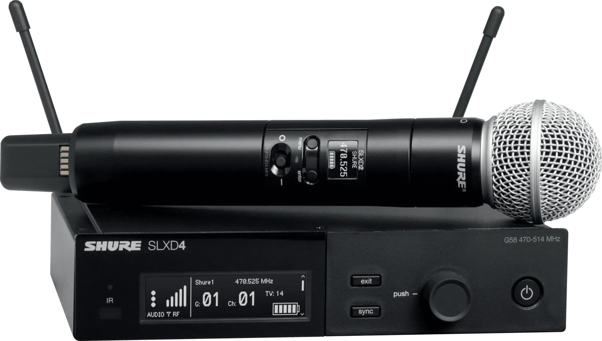 Shure-SLXD4-Empfänger mit SLXD2-Handsender